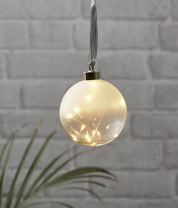 Glaskula med belysning 10 cm. Frostat glas S