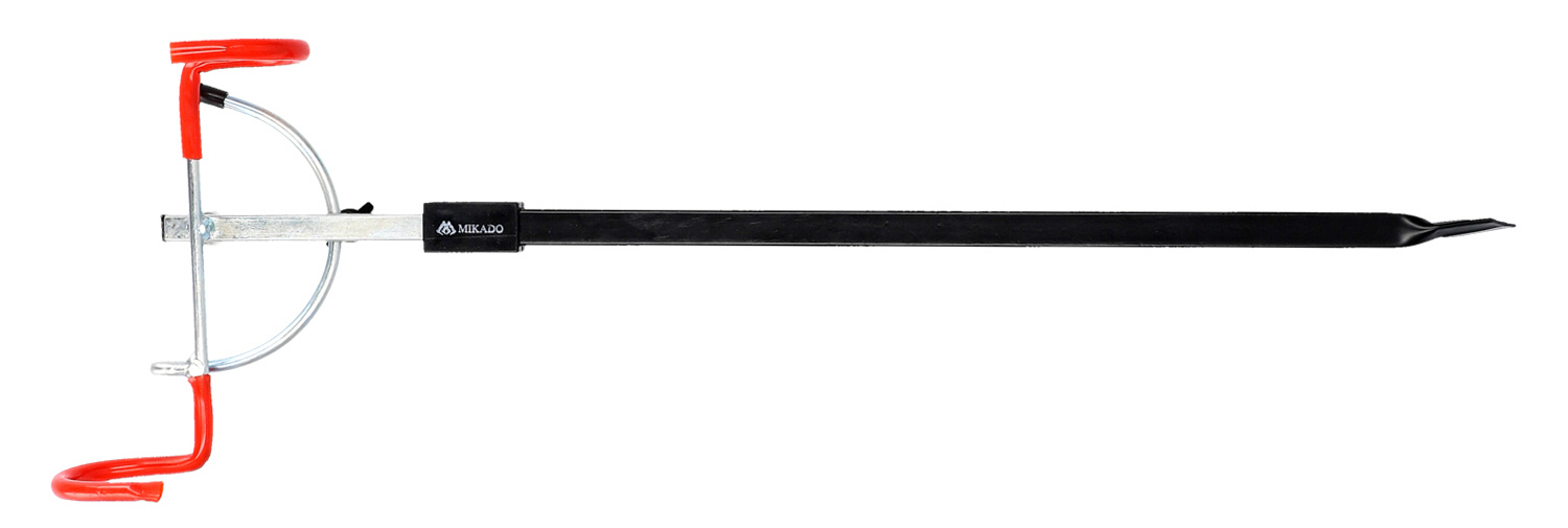 Robust teleskopiskt spöställ i aluminium och stål. Tryck ner det i backen och sedan kan du vinkla spöt precis som du vill ha det vid bottenmete