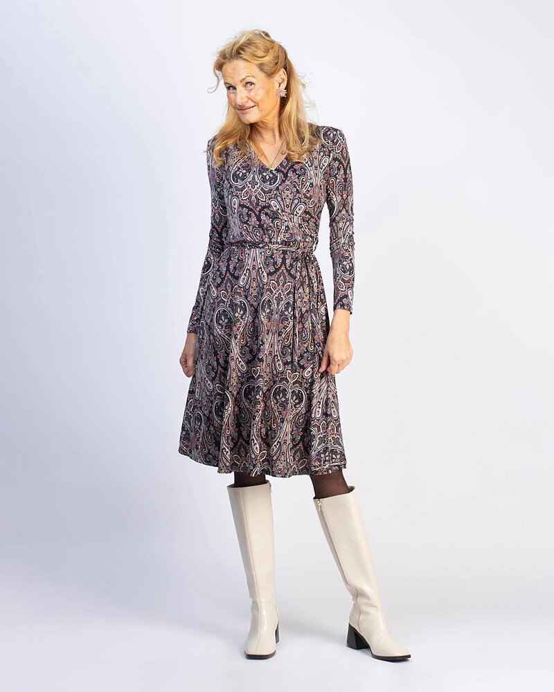 Klänning Marguerite rosa/grå paisley