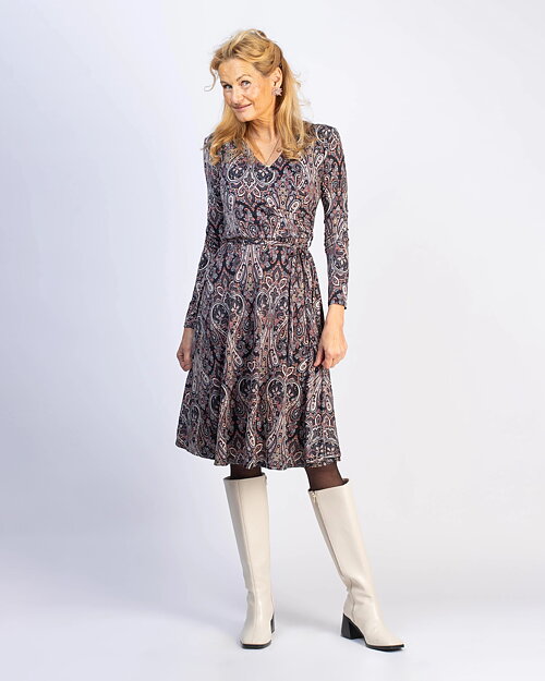 Klänning Marguerite rosa/grå paisley