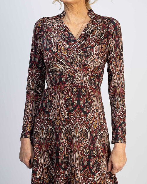 Klänning Pauline röd/brun paisley - 5