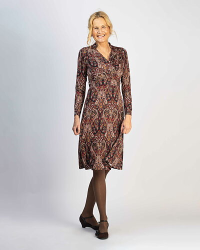 Klänning Pauline röd/brun paisley