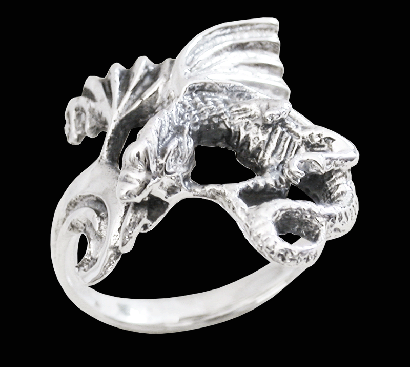 Kinesisk drake ring i Äkta silver.