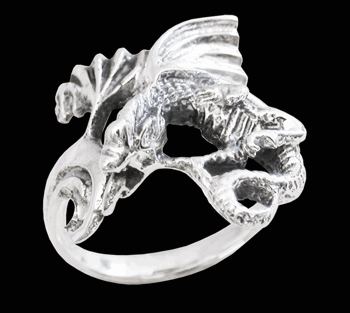Kinesisk drake ring i Äkta silver.