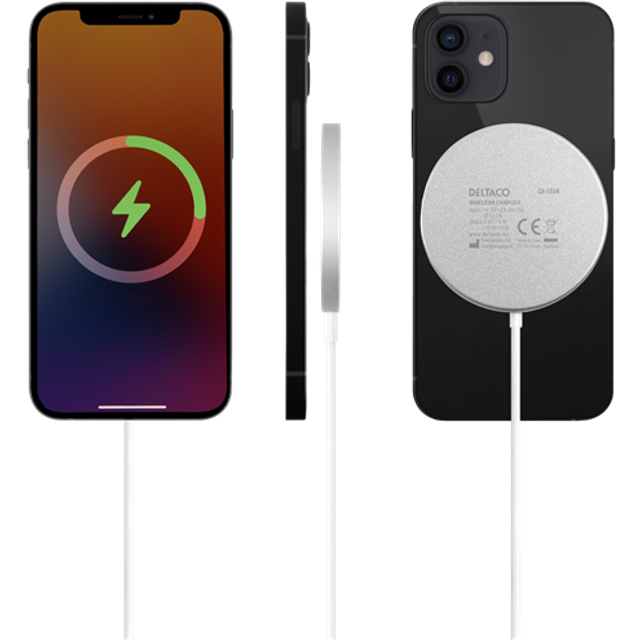 Deltaco Trådlös Laddare med MagSafe för iPhone, 15W - Vit - 2
