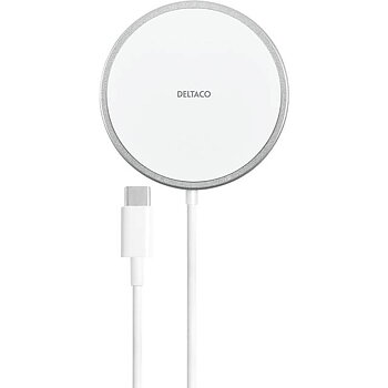 Deltaco Trådlös Laddare med MagSafe för iPhone, 15W - Vit