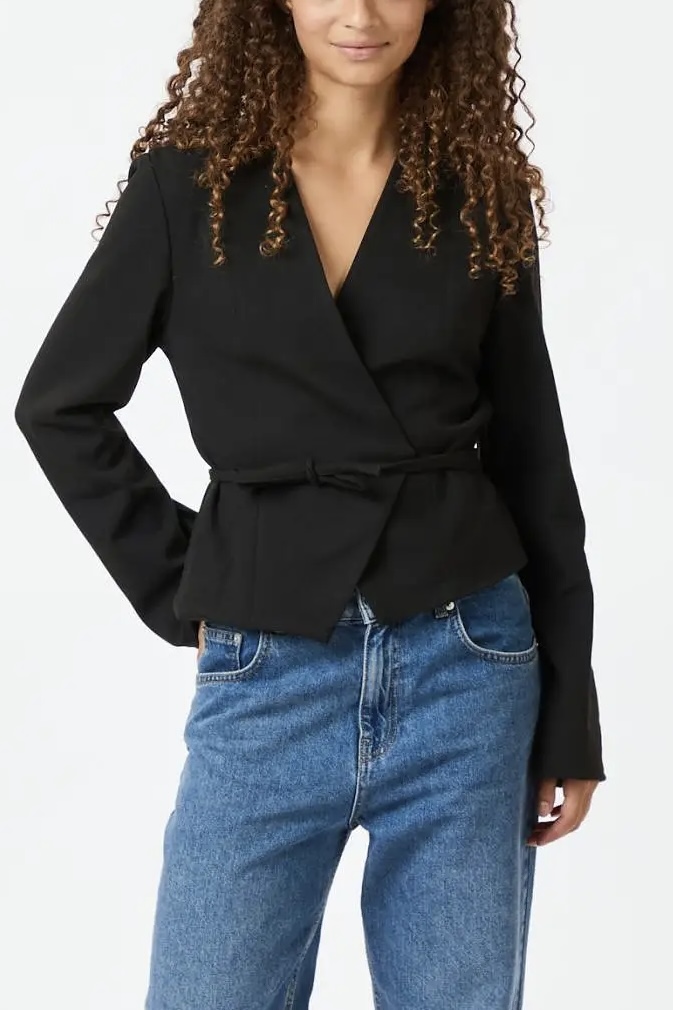 Neo Noir  - Simmi Wrap Blouse Black - 2