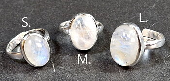 Ställbara Silverringar med Oval Månsten Cabochon 