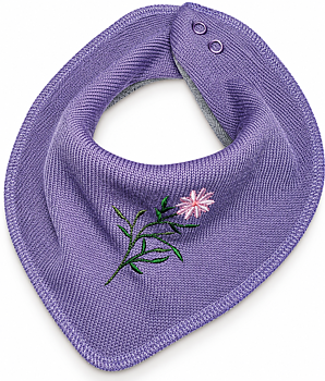 Dregelscarf i 100 % ull Reuse – lila med blomma | One size