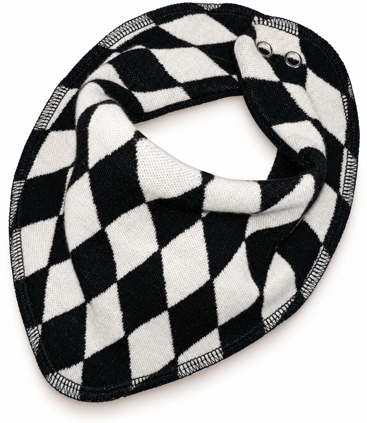 Dregelscarf i 100 % ull Reuse – svartvit harlequin | One size