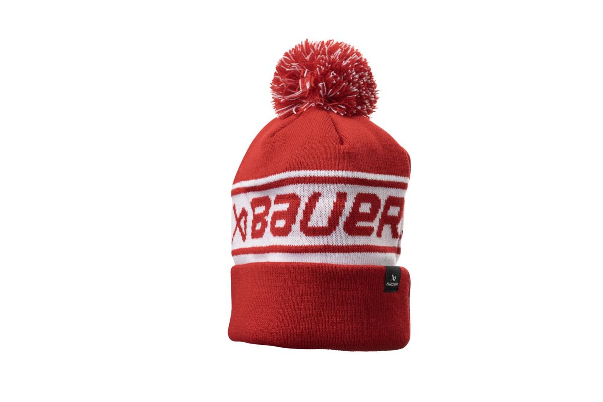 S24 Bauer Team Ribbed Pom mössa Röd - One Size