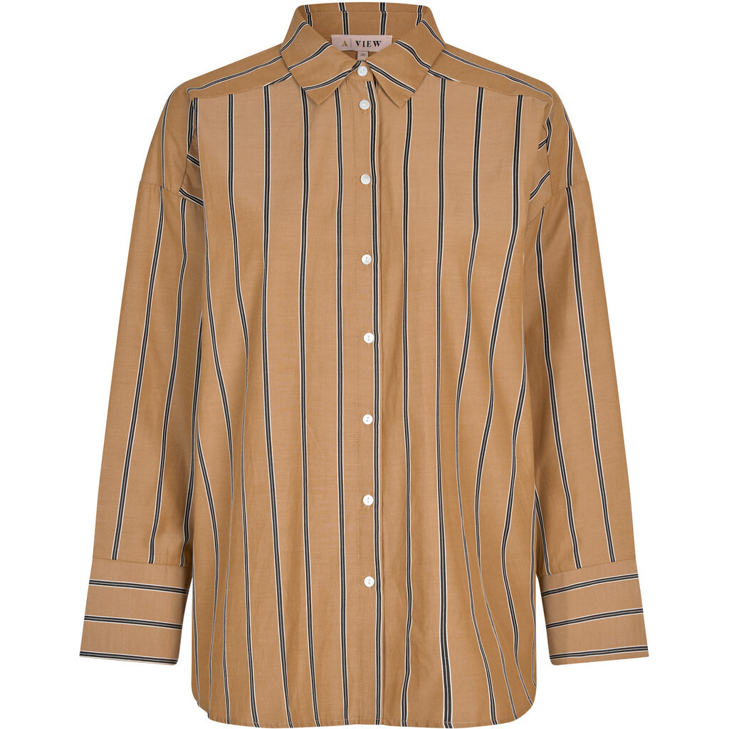 A-View - Magnolia Stripe Shirt Camel/Black - 4