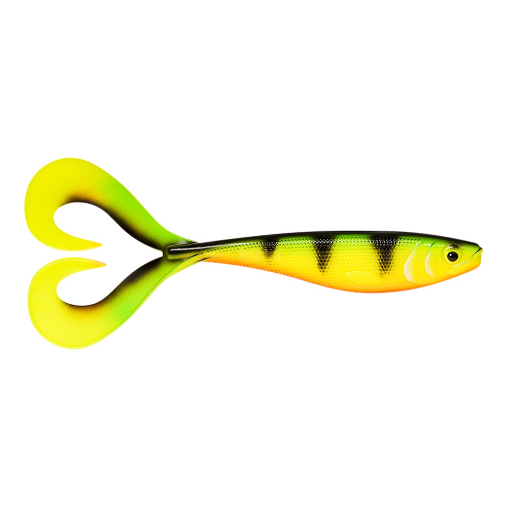 Rapala Soft Olio UV är en 18cm lång twintail jigg för gäddfiske. Även grym jigg för hälleflundrafisket. fire tiger