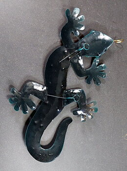Handmålad Plåt Gecko