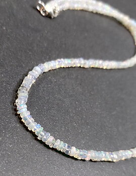 Äkta Opal Pärla Halsband, 2mm Pärlor