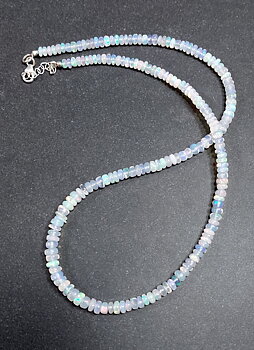 Äkta Opal Pärla Halsband, 3,8mm Pärlor