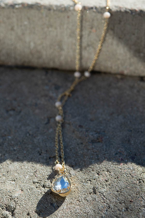 By Jolima - Glam Drop Necklace Gold Long