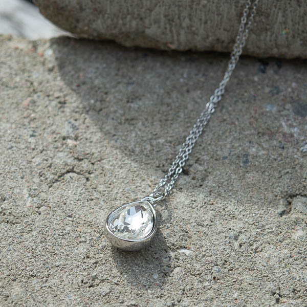 By Jolima - Glam Drop Necklace Crystal Silver - 2