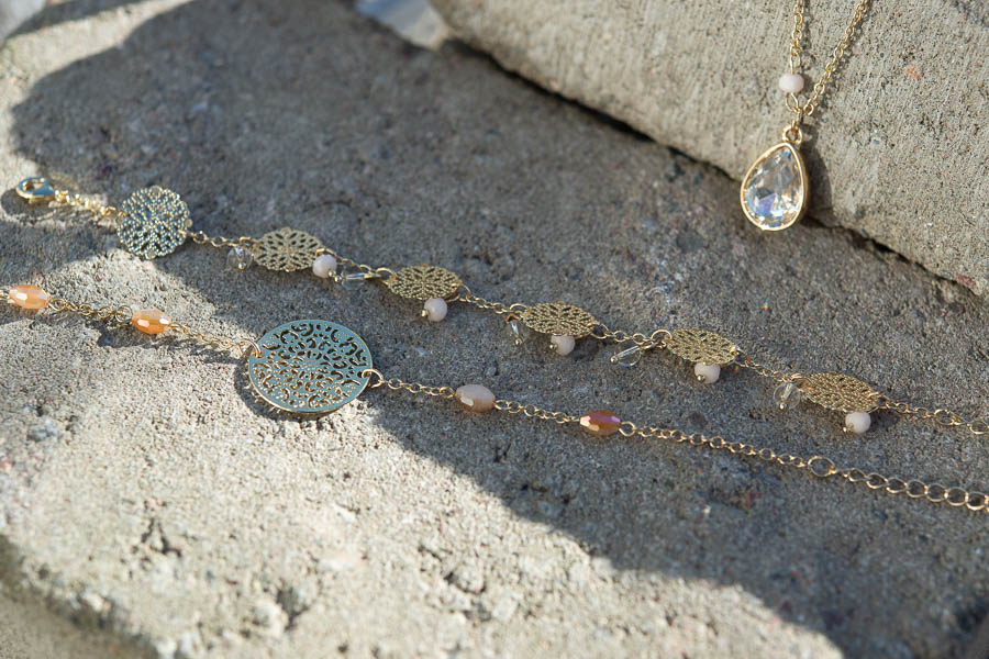 By Jolima - Vegas Multi Pendant Bracelet Gold - 5