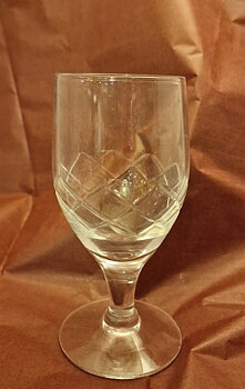 White wine glass cut crystal