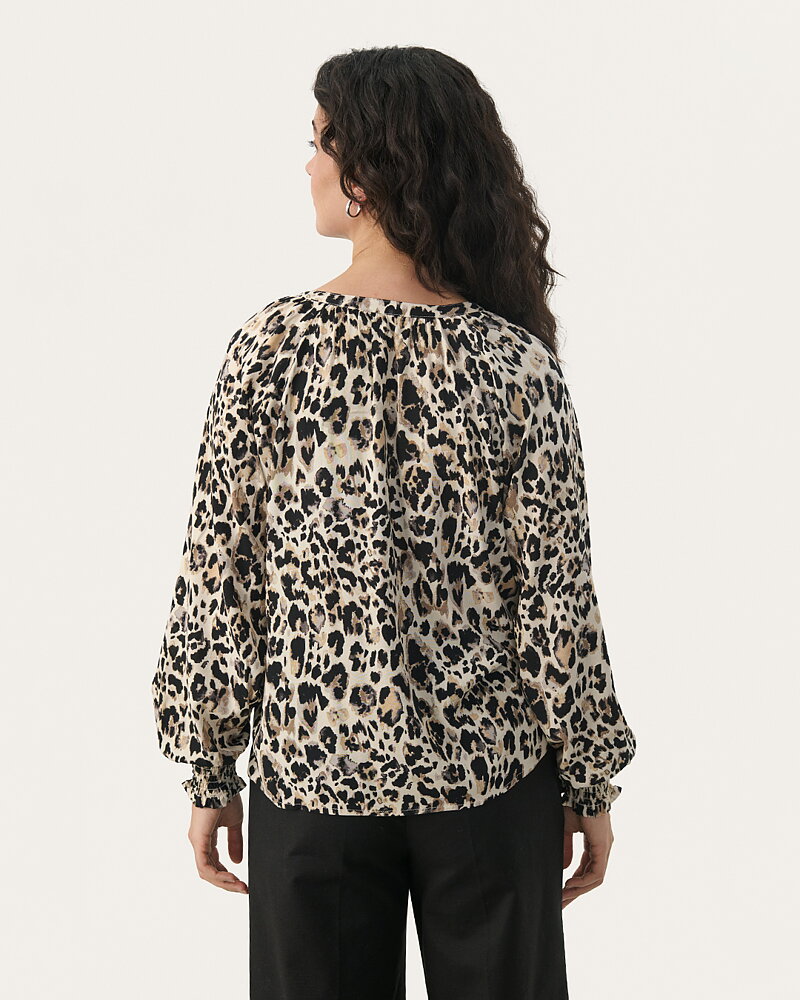 Blus Tennie leopardmönstrad svart/beige