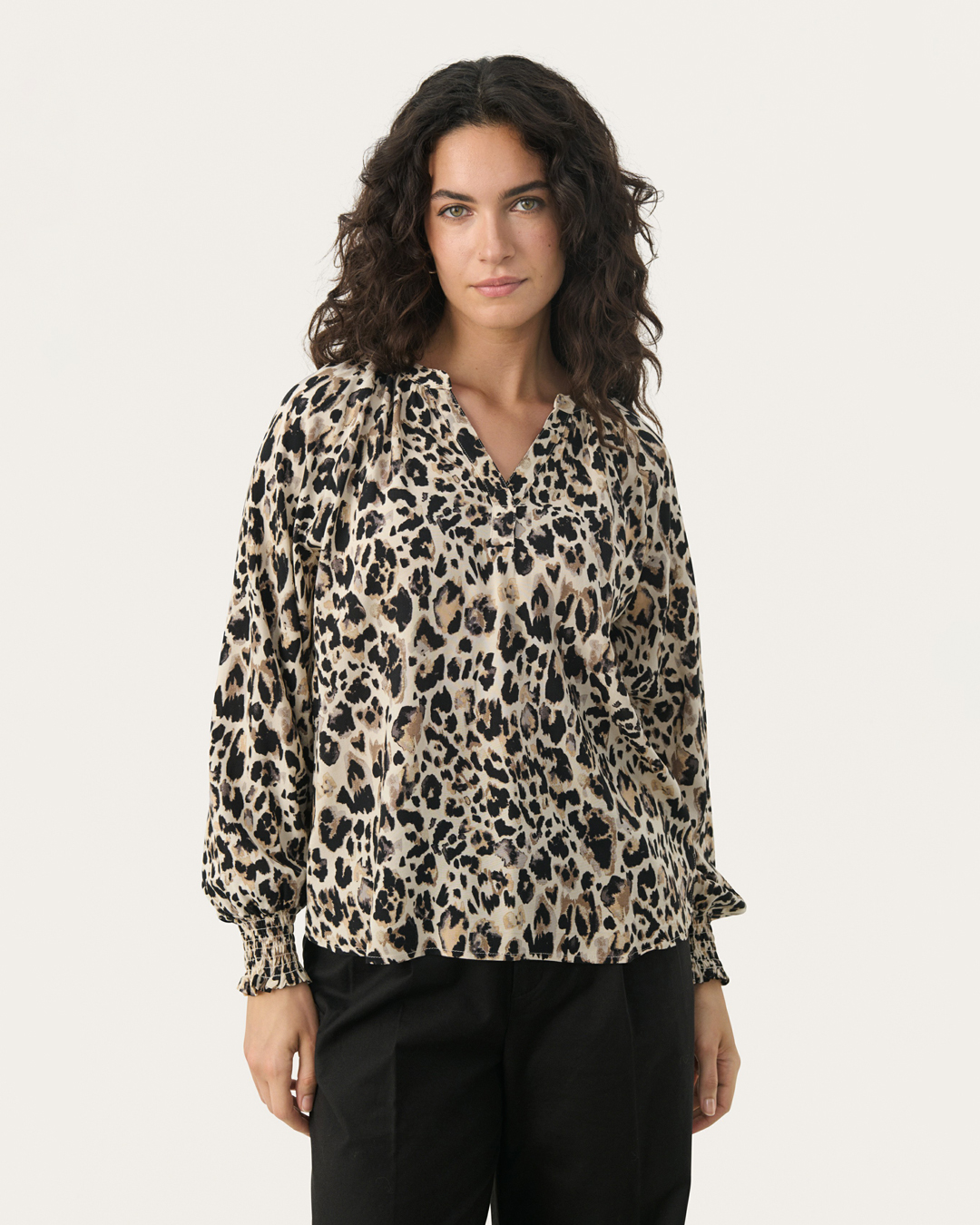Blus Tennie leopardmönstrad svart/beige