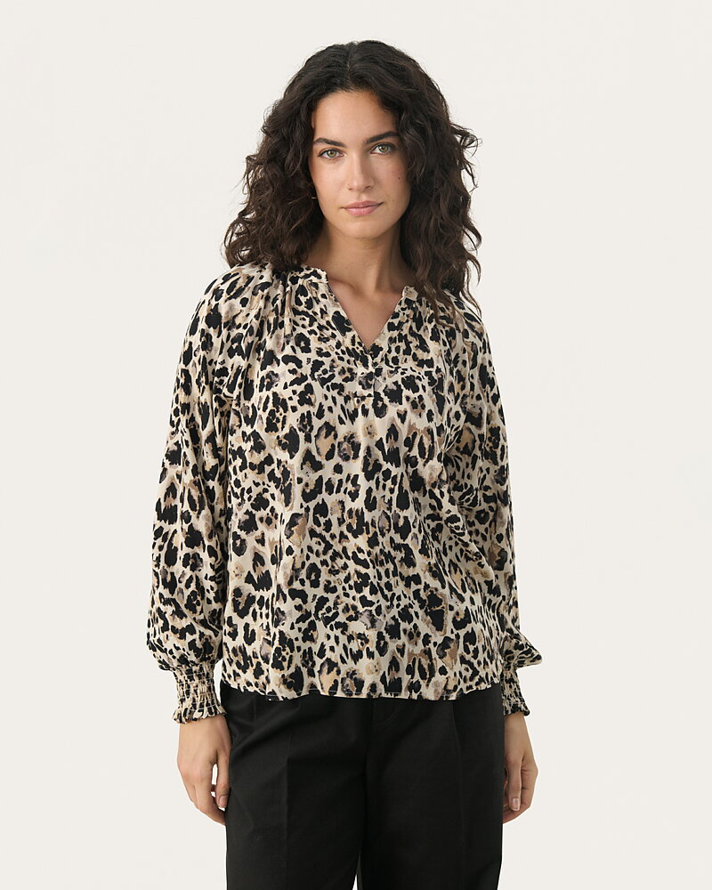 Blus Tennie leopardmönstrad svart/beige