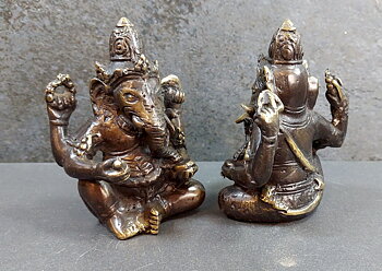 Ganesha  i Putsad Brons, 2-färg  - 9.5cm