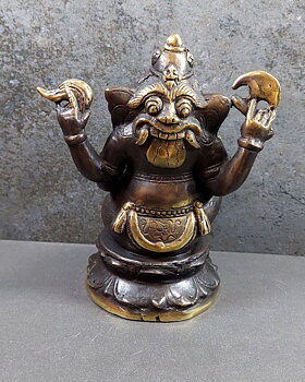 Ganesha  i Putsad Brons, 2-färg  - 14cm