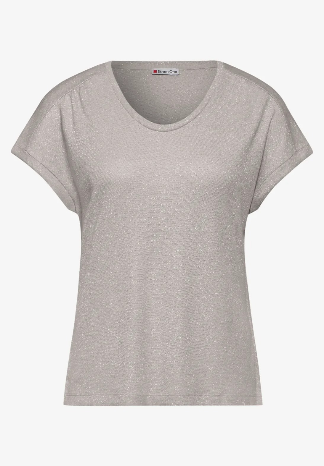 LTD QR Rounded V-neck Shiny T-shirt - Street One  - 4