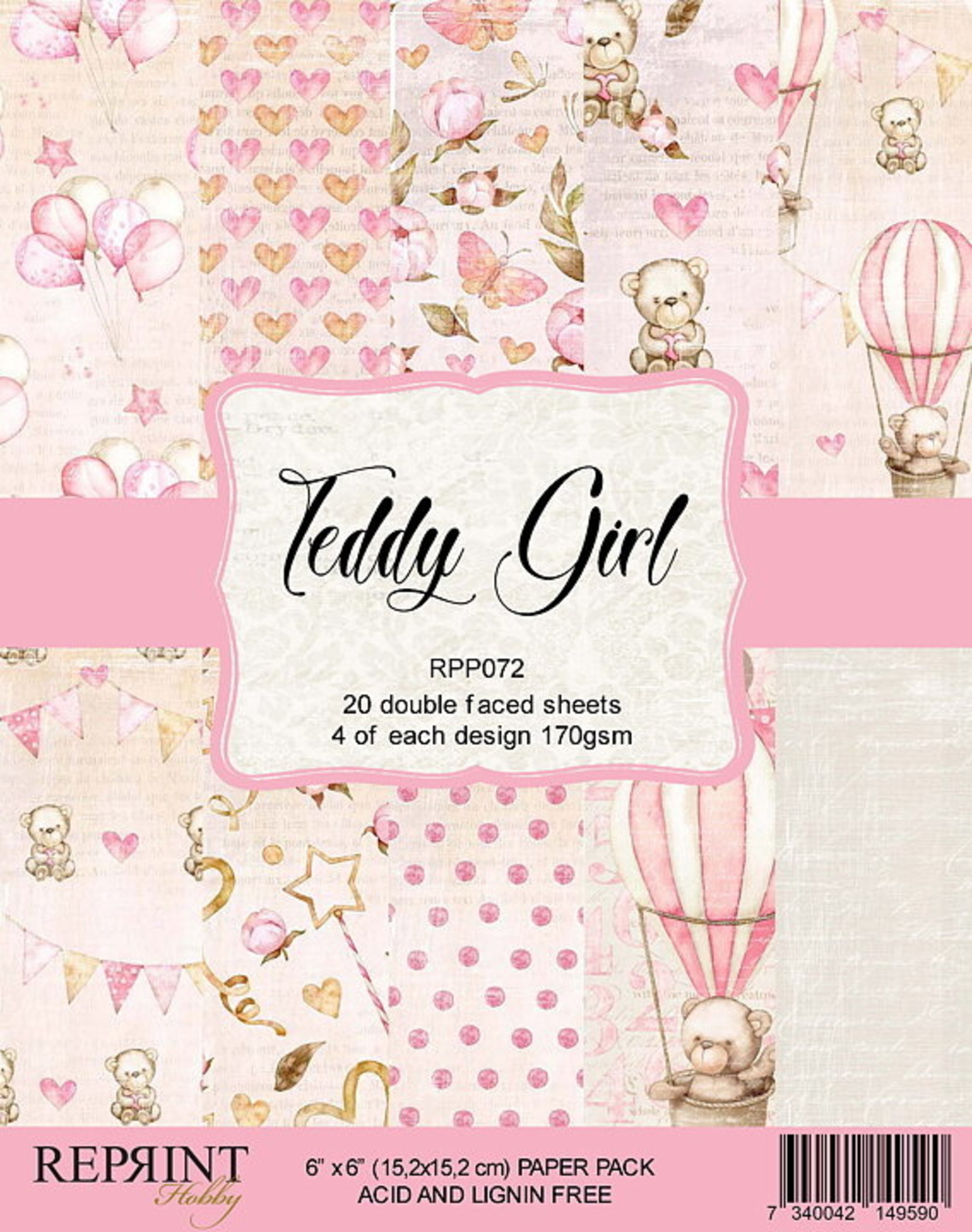 Reprint-Teddy Girl 6x6 Inch Paper Pack  
