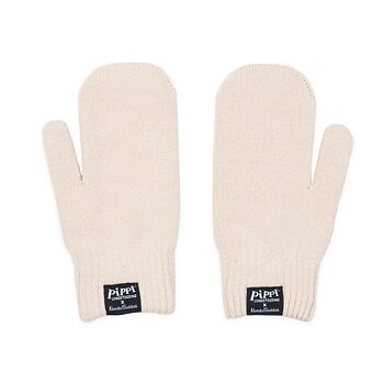 Pippi Embroidered Mittens - Adult Size - Beige