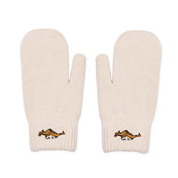 Pippi Embroidered Mittens - Adult Size - Beige
