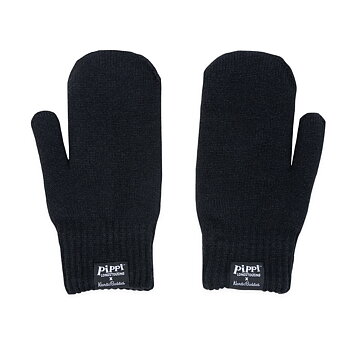 Pippi Embroidered Mittens - Adult Size - Black