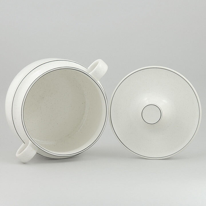 Stig Lindberg (Birka 1973) White Tureen with Linear Decor 24/17 cm
