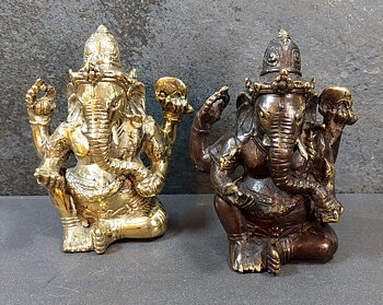 Ganesha  i Putsad Mässing   - 12cm
