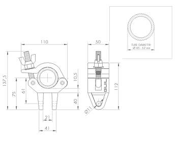 Stabilisatorkoppling för Ø 45 till 52 mm rör / 250 kg