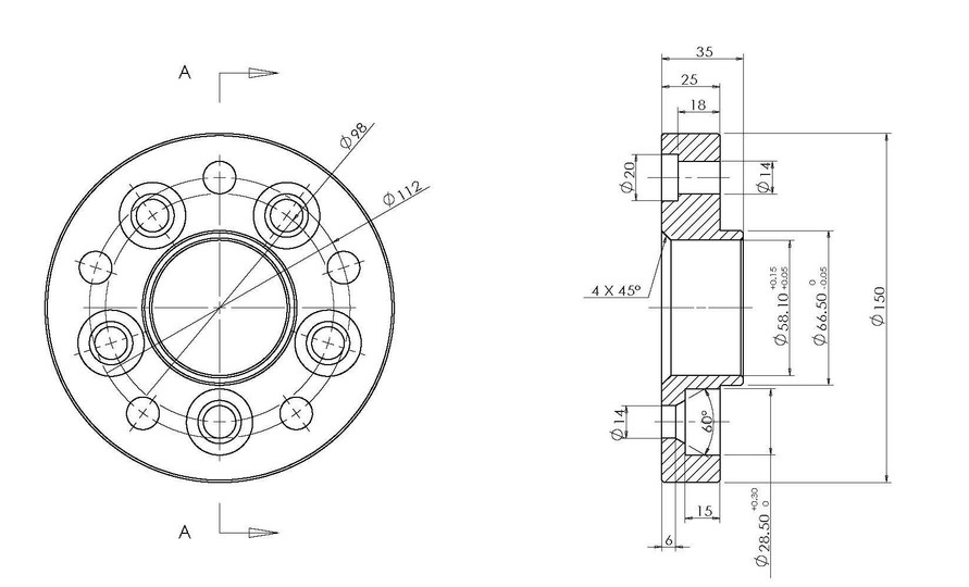 Spacer 25 mm omvandlar 5x98 till 5/112 - 4