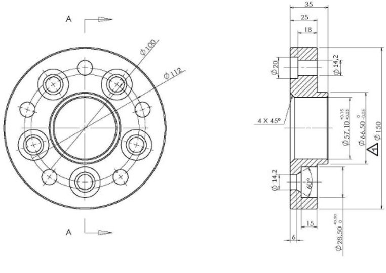 Spacer 25 mm omvandlar 5x100 till 5/112 - 4