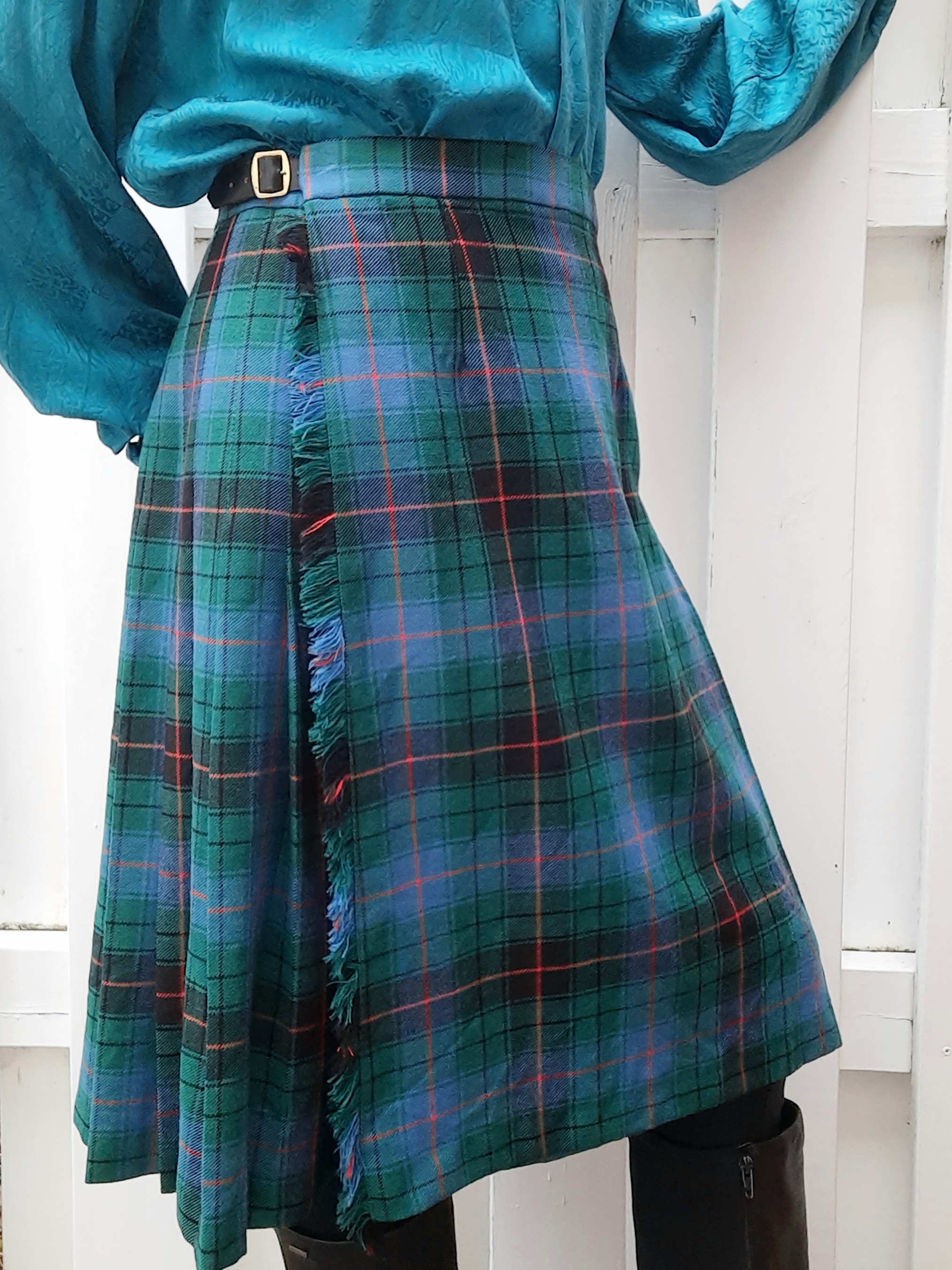 James Pringle weavers kilt rutig kjol med veck ca storlek M-L, Vintage - 3