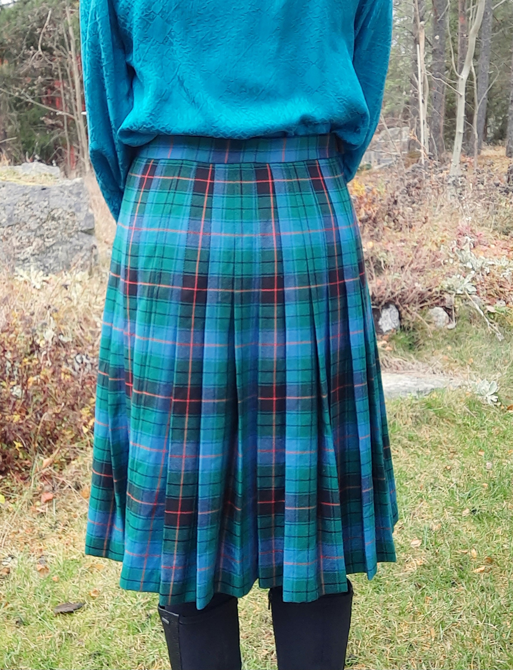 James Pringle weavers kilt rutig kjol med veck ca storlek M-L, Vintage - 8