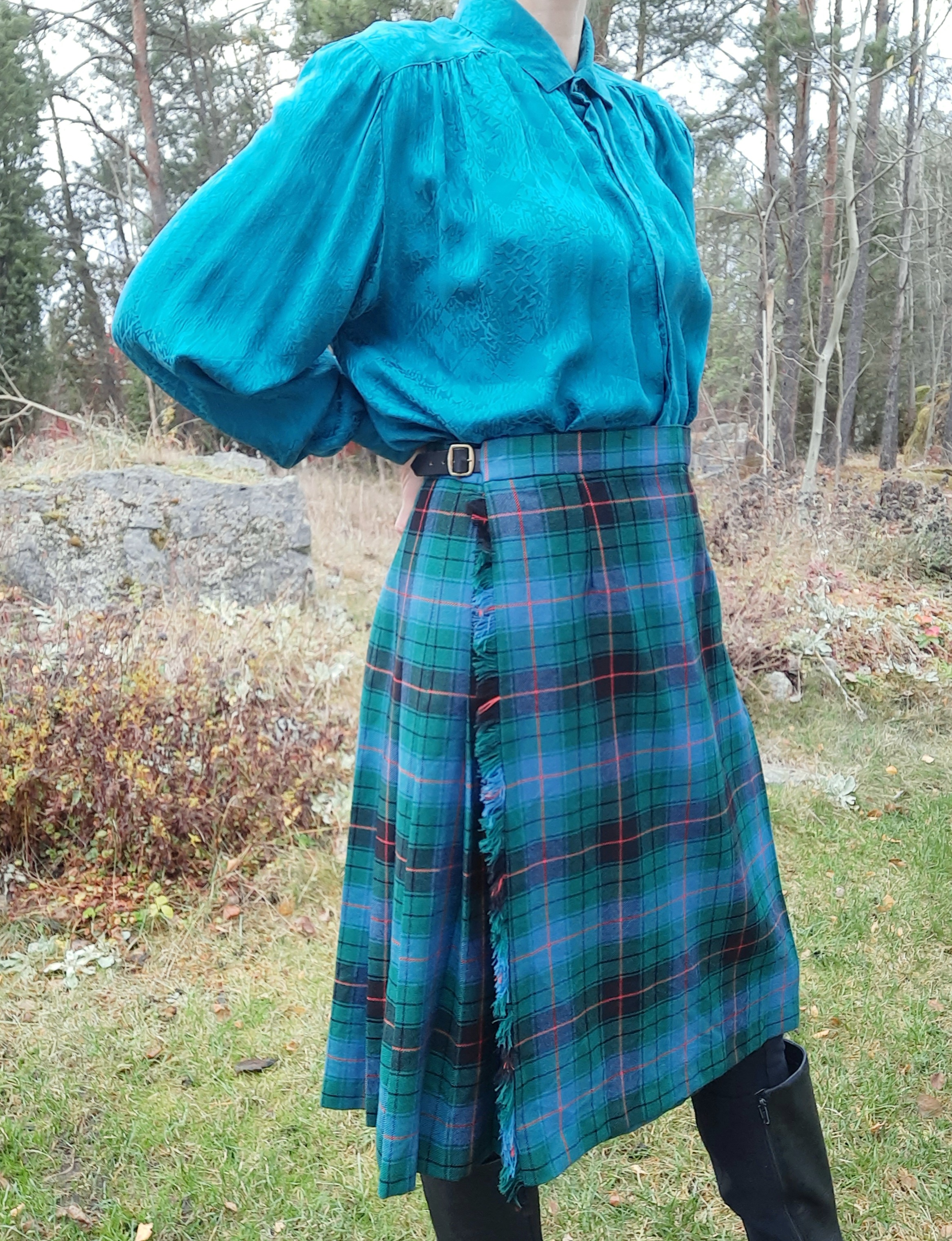 James Pringle weavers kilt rutig kjol med veck ca storlek M-L, Vintage - 9
