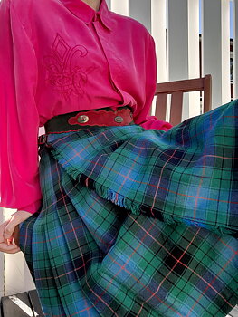 James Pringle weavers kilt rutig kjol med veck ca storlek M-L, Vintage