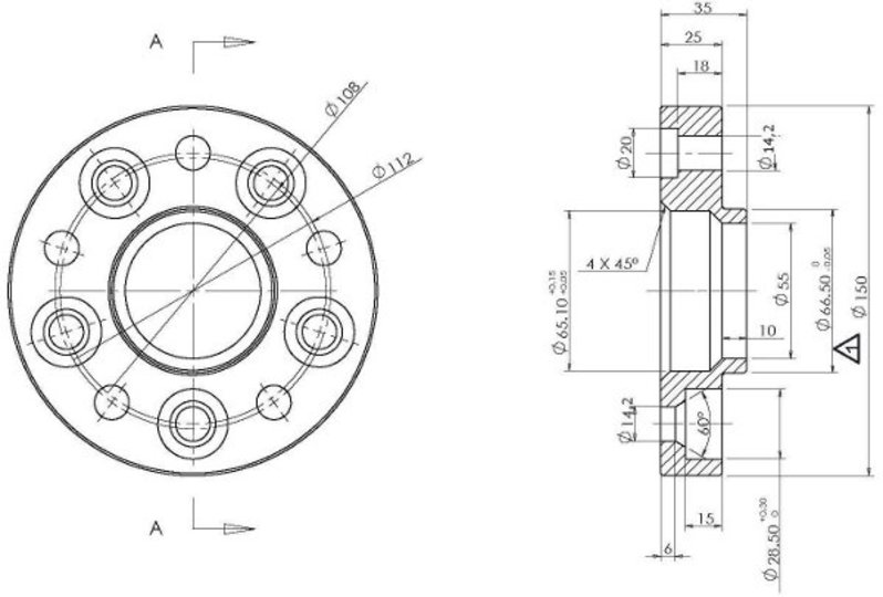 Spacer 25 mm omvandlar 5x108 till 5x112 - 3