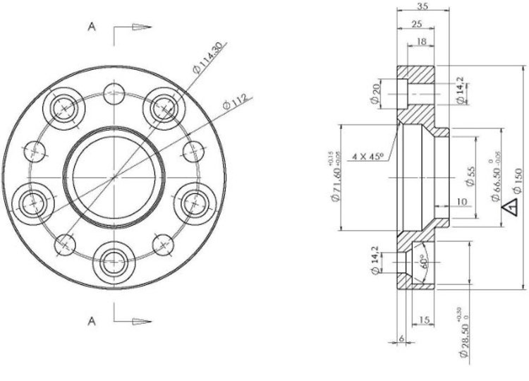 Spacer 25 mm omvandlar 5x114,3 till 5x112 - 3