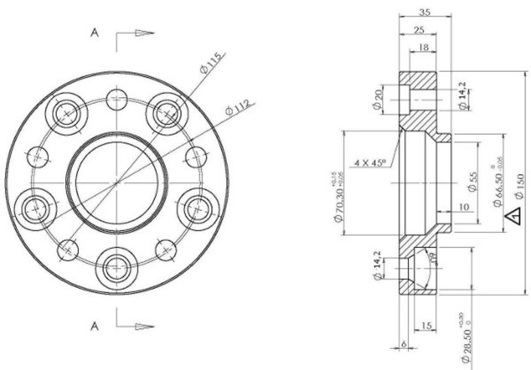 Spacer 25 mm omvandlar 5x115 till 5x112 - 3