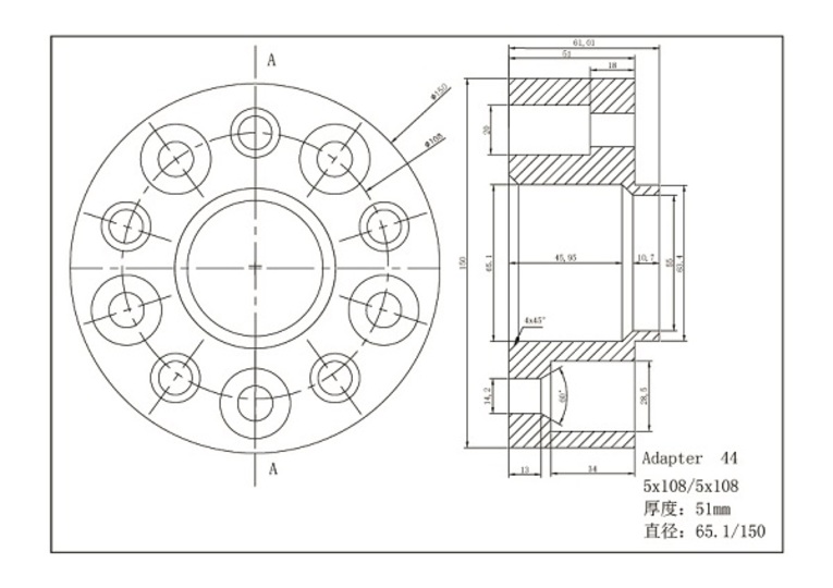 Spacer 50 mm 5x108 - 3
