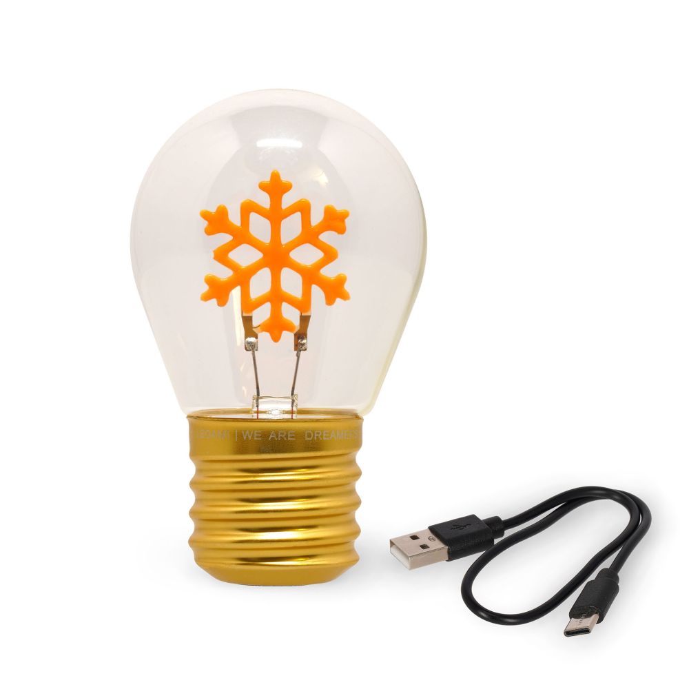 Bulb fiction, glödlampsformad bordslampa, Snowflakes - 5