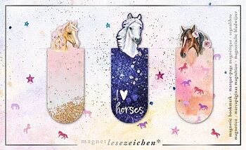 Libri_x : I Love Horses - Magnetbokmärken 3 st på kort
