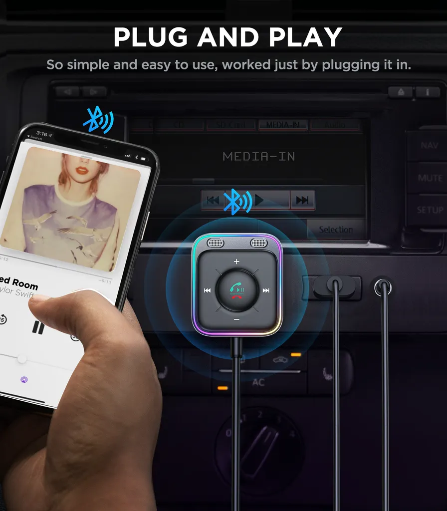 SiGN Aux Bluetooth Audio Adapter för bil - Svart - 2